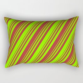 [ Thumbnail: Chartreuse and Brown Colored Stripes/Lines Pattern Rectangular Pillow ]
