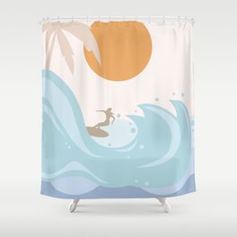 Summer Surfing Shower Curtain