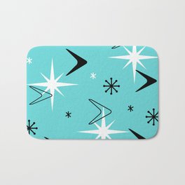 Vintage 1950s Boomerangs and Stars Turquoise Bath Mat
