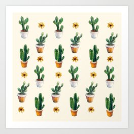 Cacti & Sunflowers Art Print