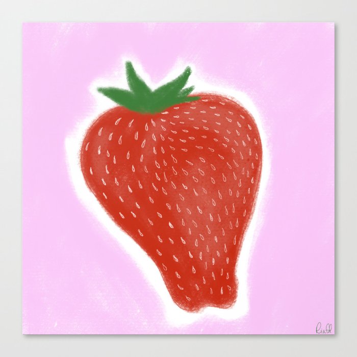 Strawberry on Pink Canvas Print