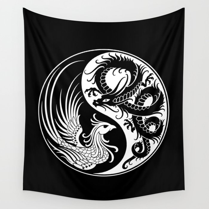 White And Black Dragon Phoenix Yin Yang Wall Tapestry By Jeffbartels Society6