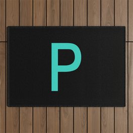 LETTER P (TURQUOISE-BLACK) Outdoor Rug