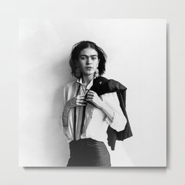 Frida Kahlo Wearing White Shirt Photo Art Poster Print Metal Print