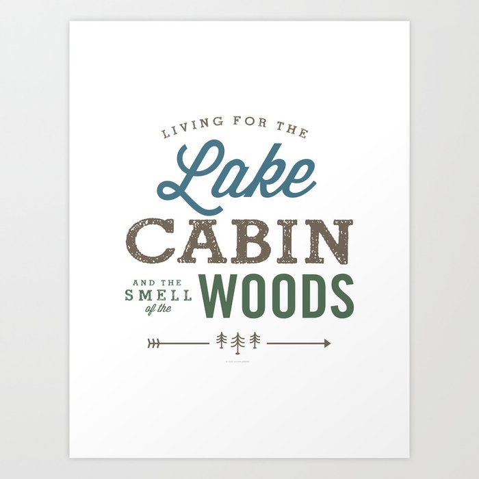 Lake Cabin & Woods Art Print