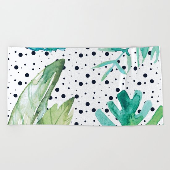 Botanic polka dots Beach Towel