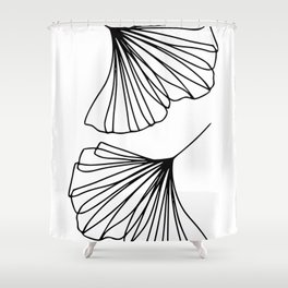 Ginkgo Leaves Minimal Line Art Shower Curtain
