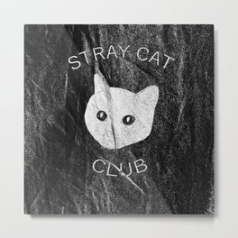 Stray Cat Club Black Background Metal Print | Pets, Caturday, Digital, Cat, Feline, Petowner, Strays, Blackandwhite, Catmom, Drawing 