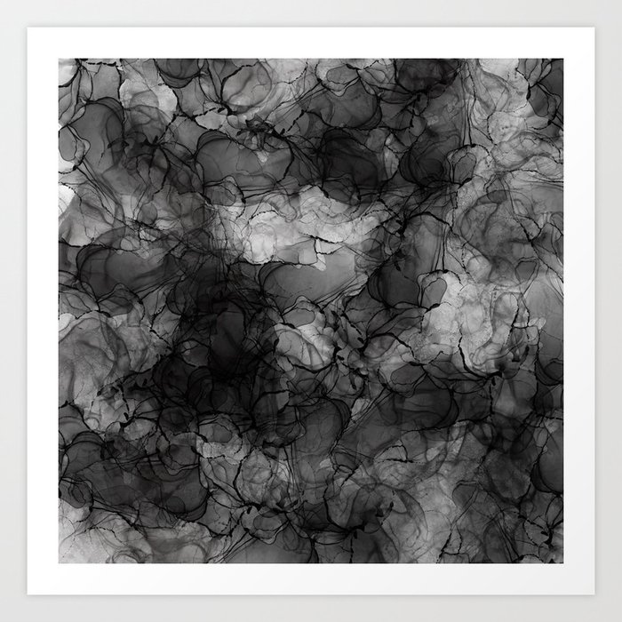 Smoky Ink (Black Abstract Pattern) Art Print