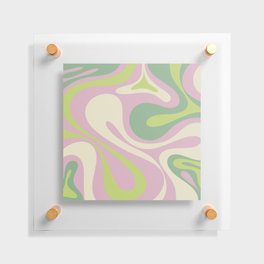Mod Swirl Retro Abstract Pattern in Soft Pastel Lavender Pink Lime Green Cream Floating Acrylic Print