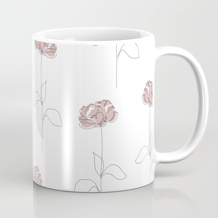 Blush Peony / Single pink flower line drawing Coffee Mug