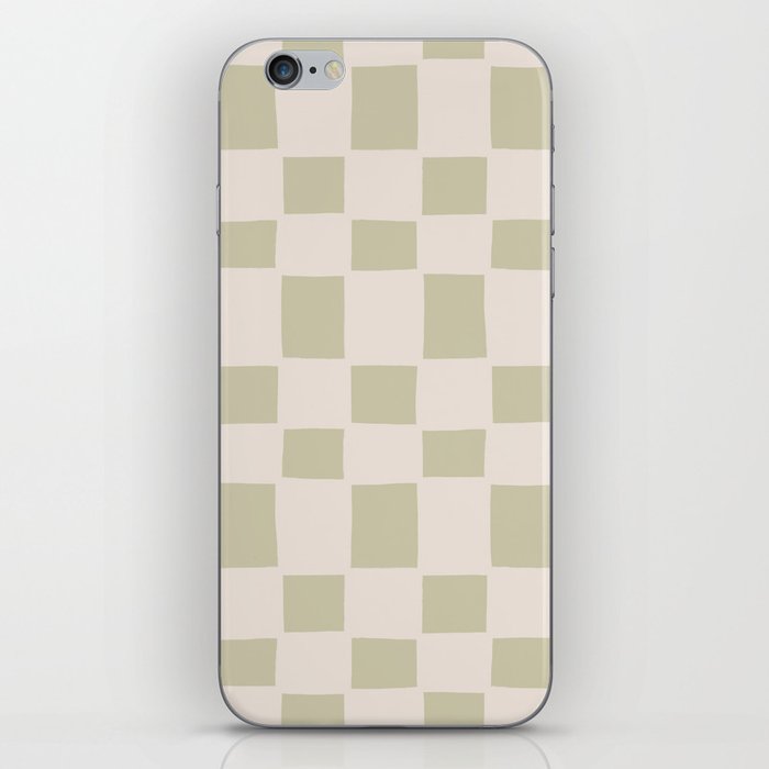 Tipsy checker in dusty olive iPhone Skin