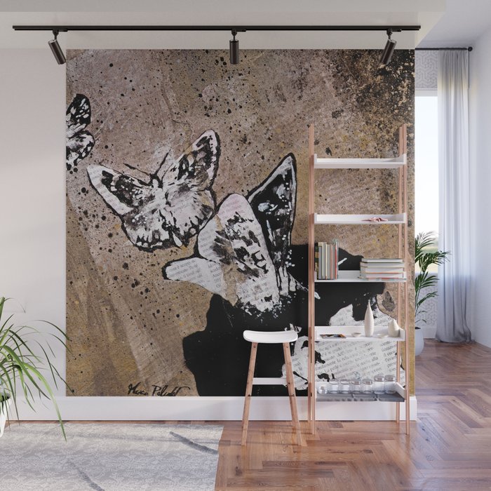 Long Gone Whisper Ii Street Art Graffiti Painting Girl With Butterflies Wall Mural By Kissmyart1981