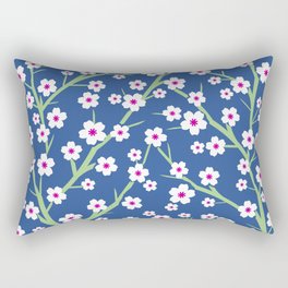 White Blossoms - denim blue 1 Rectangular Pillow