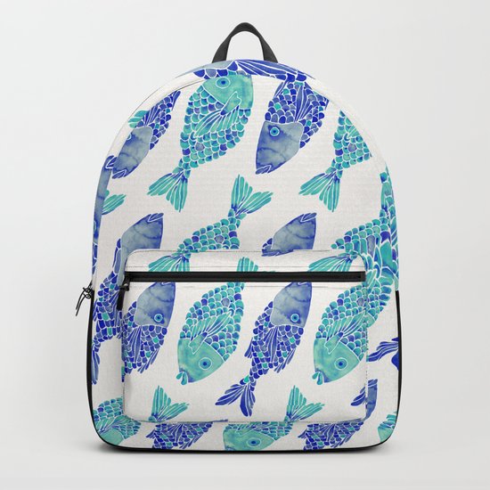 Indonesian Fish Duo – Navy & Turquoise Palette Backpack