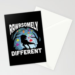Rawrsomely Different Autism Awareness Dinosaur Stationery Card