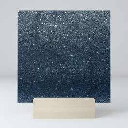 Elegant luxury trendy navy blue glitter sparkles Mini Art Print
