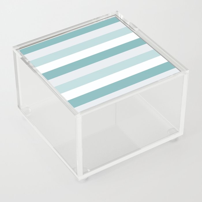 Pastel Stripes Seafoam Blue White Acrylic Box