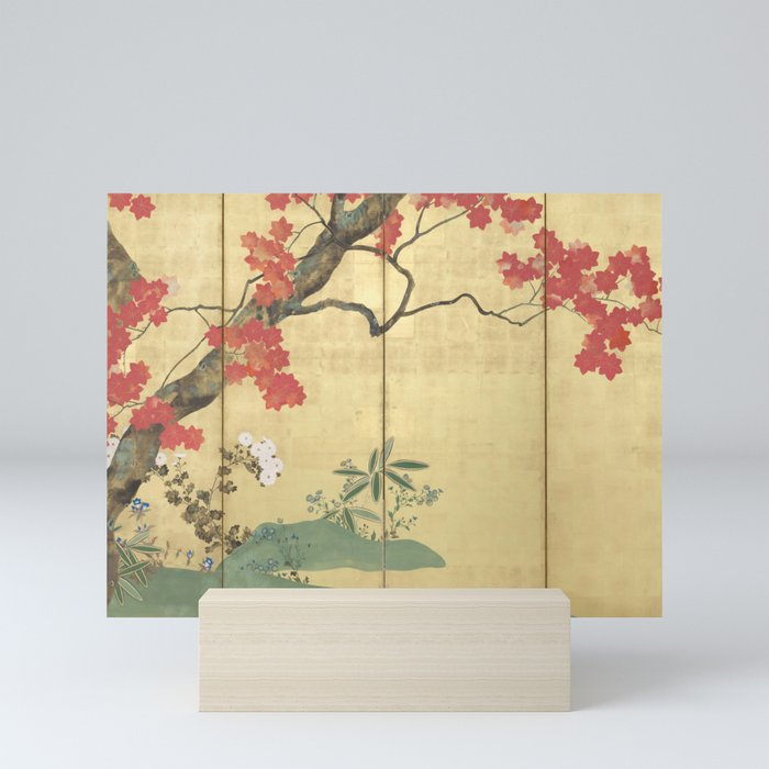 Maple Tree Japanese Edo Period Six-Panel Gold Leaf Screen Mini Art Print
