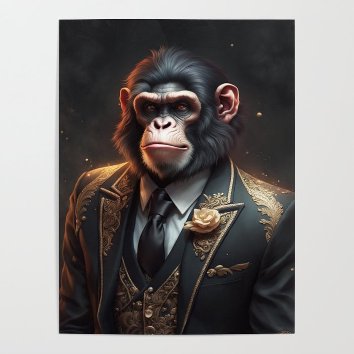 Anthropomorphic Ape wearing a fancy suit No.1 Poster