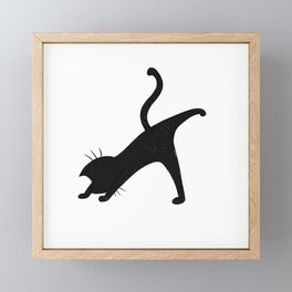 Black cat doing yoga Framed Mini Art Print