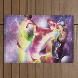 Epic Space Sloth Riding On Unicorn Outdoor Rug