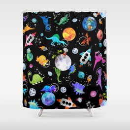 Dinosaur Astronauts In Outer Space Shower Curtain