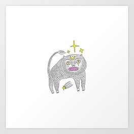 Cartoon Moon Cat Lion Magic Monster Witch Cute Funny Alien Sticker Art Print
