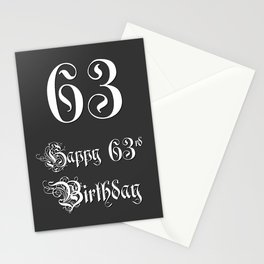 [ Thumbnail: Happy 63rd Birthday - Fancy, Ornate, Intricate Look Stationery Cards ]