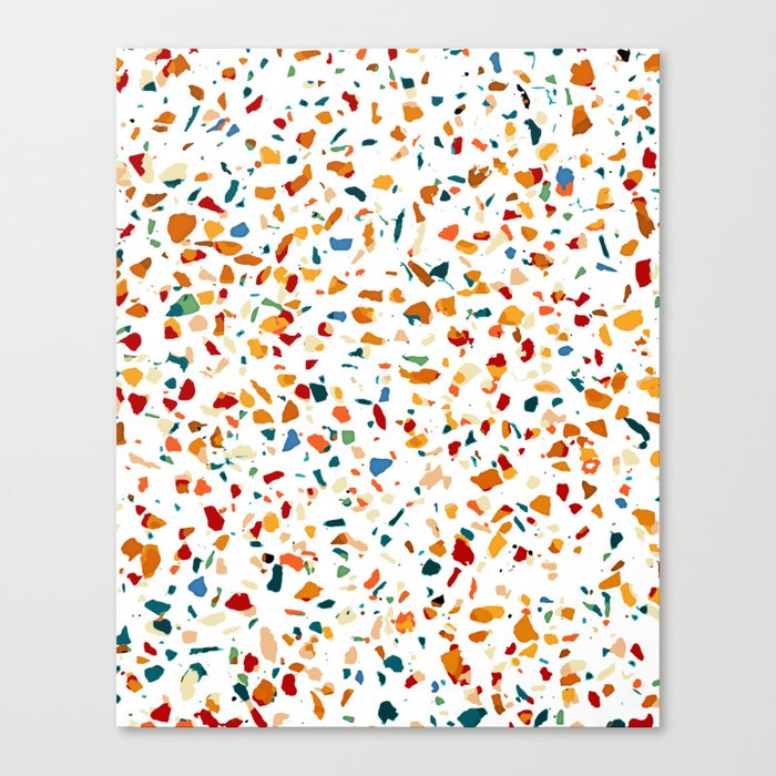 Tan Terrazzo | Eclectic Quirky Confetti Painting | Celebration Colorful Boho Happy Party Graphic  Canvas Print