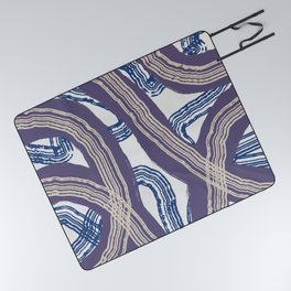Purple and blue thylacine stripe pattern Picnic Blanket