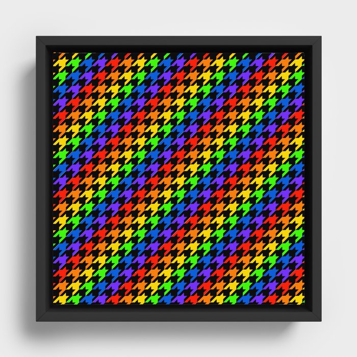 Rainbow Houndstooth V2 Framed Canvas
