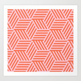 Geometric Coral and Pink Pattern Art Print