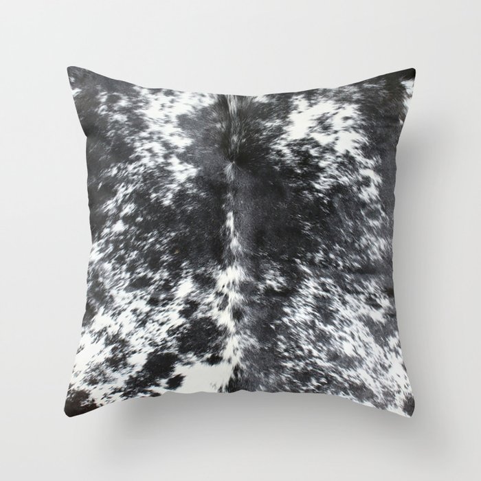Black and white cowhide Throw Pillow
