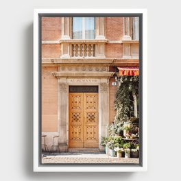 The wooden door | Travel photography Bologna Europe  Framed Canvas