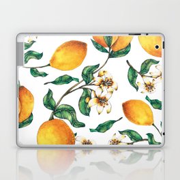 Mediterranean Summer Lemon Lemons Pattern Laptop Skin
