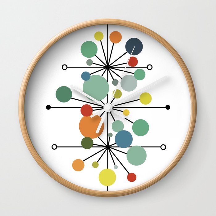 Atomic Age Nuclear Abstract Motif — Mid Century Modern Pattern Wall Clock