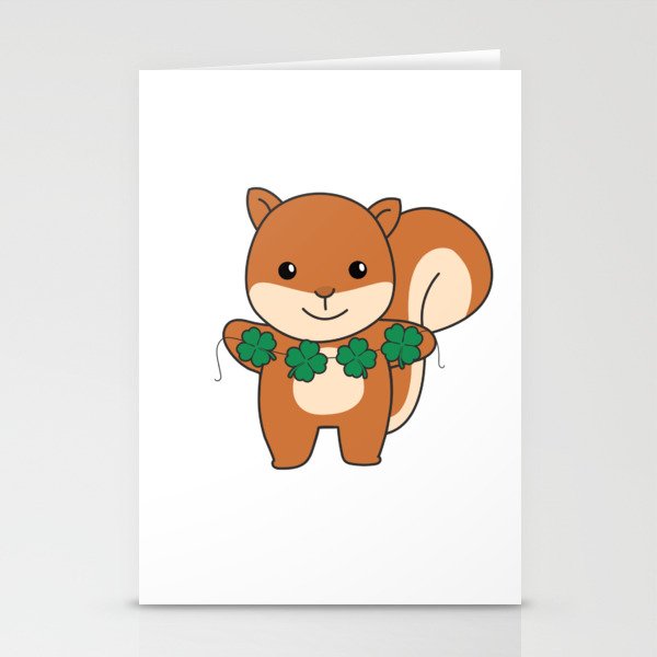 Squirrel With Shamrocks Cute Animals For Luck Stationery Cards
