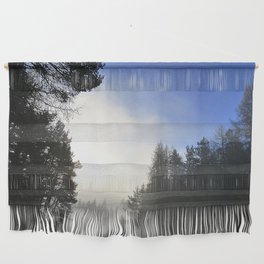 Misty Winter's Scottish Forest Trail in Afterglow Wall Hanging