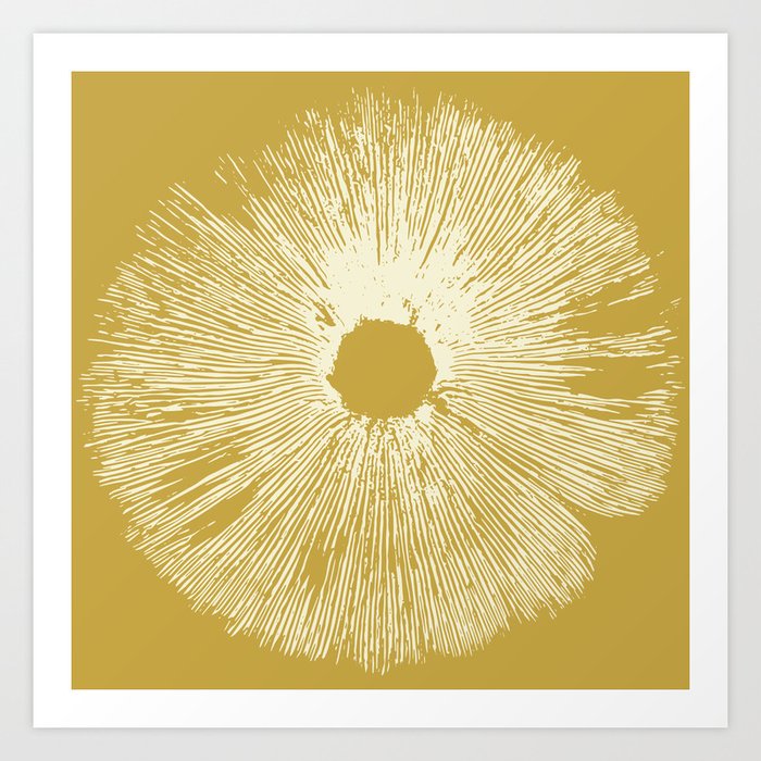 Mushroom Spore Print (Yellow) Art Print