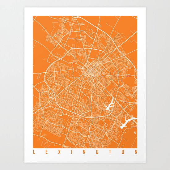 Lexington map orange Art Print