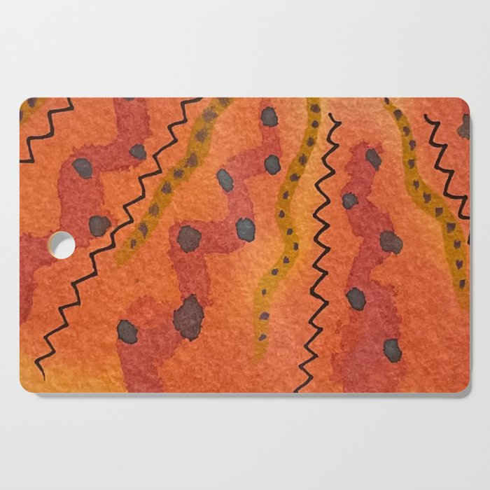 Hand Painted Orange Watercolor Abstract Design - Citrus Vibes Cutting Board