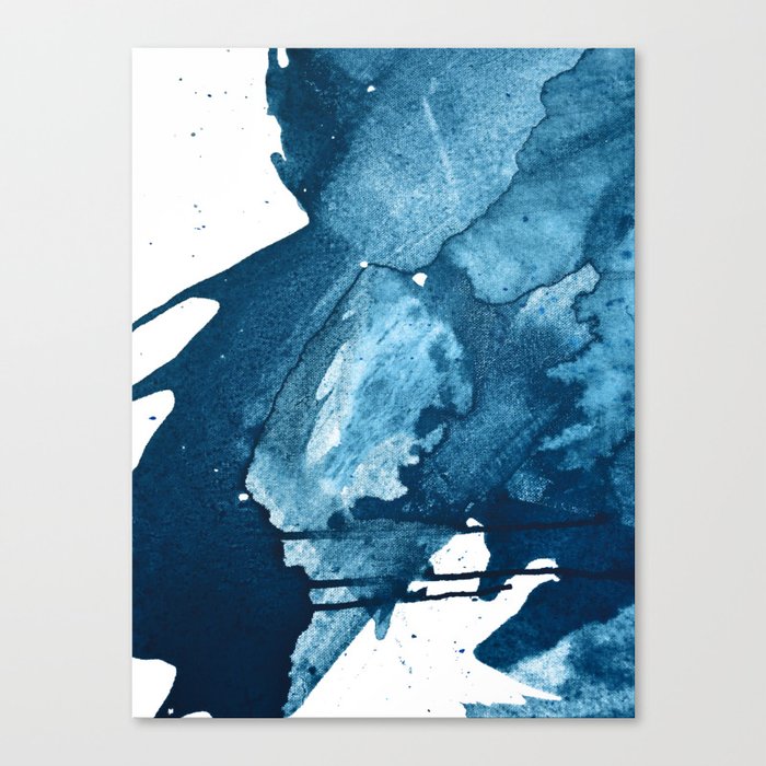 4 am Thoughts [4]: a minimal abstract painting in blue by Alyssa Hamilton Art Canvas Print