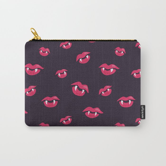 Pink Vampire Lips And Fangs Carry-All Pouch