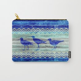Rustic Navy Blue Coastal Decor Sandpipers Carry-All Pouch