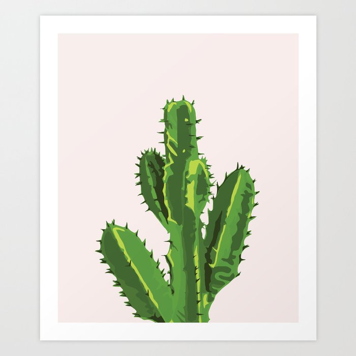 Desert Pride - Cereus Cactus pink and Green Art Print