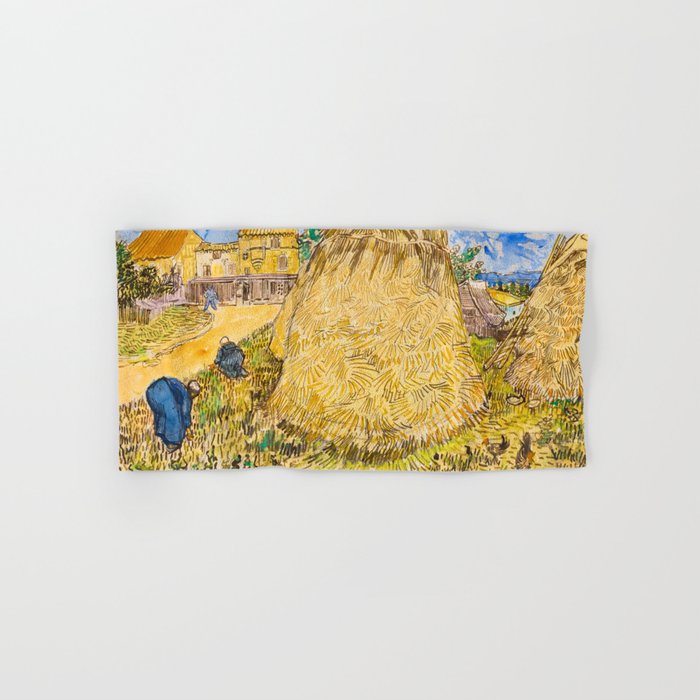 Meules de ble, Wheat Stacks, 1888 by Vincent van Gogh Hand & Bath Towel