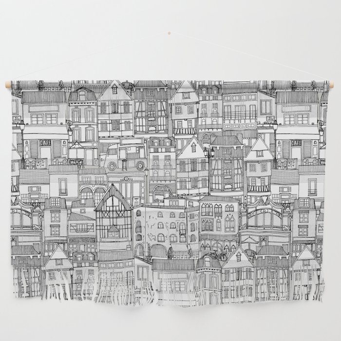 cafe buildings mono Wall Hanging