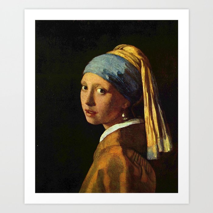 Girl With A Pearl Earring Old Painting Art Print By