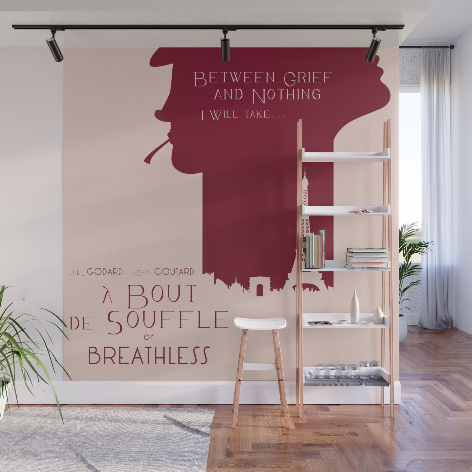 Breathless A Bout De Souffle Minimal Movie Poster Jean Luc Godard Classic French Film New Wave Wall Mural By Stefanoreves Society6